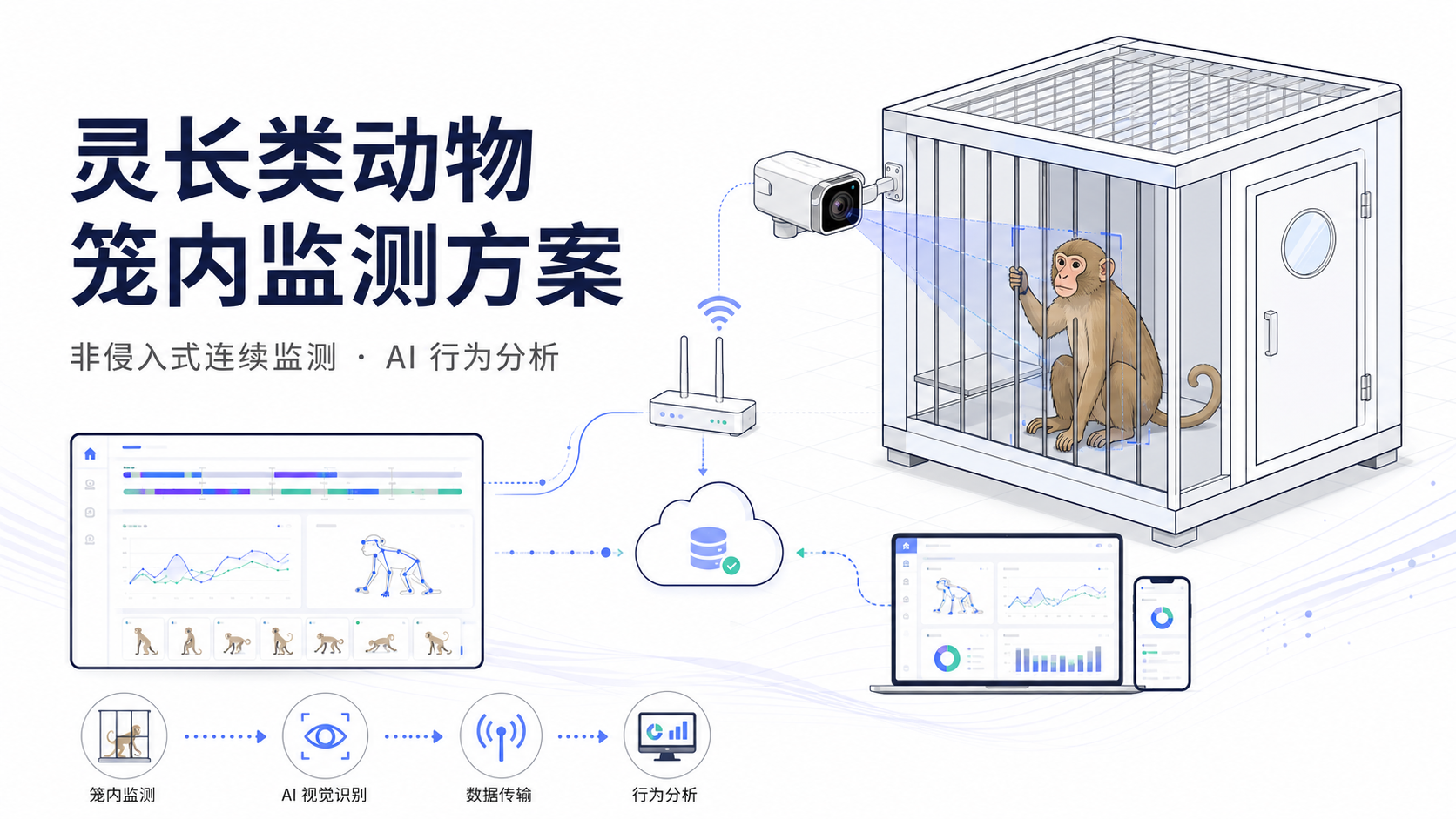 灵长类动物笼内监测方案